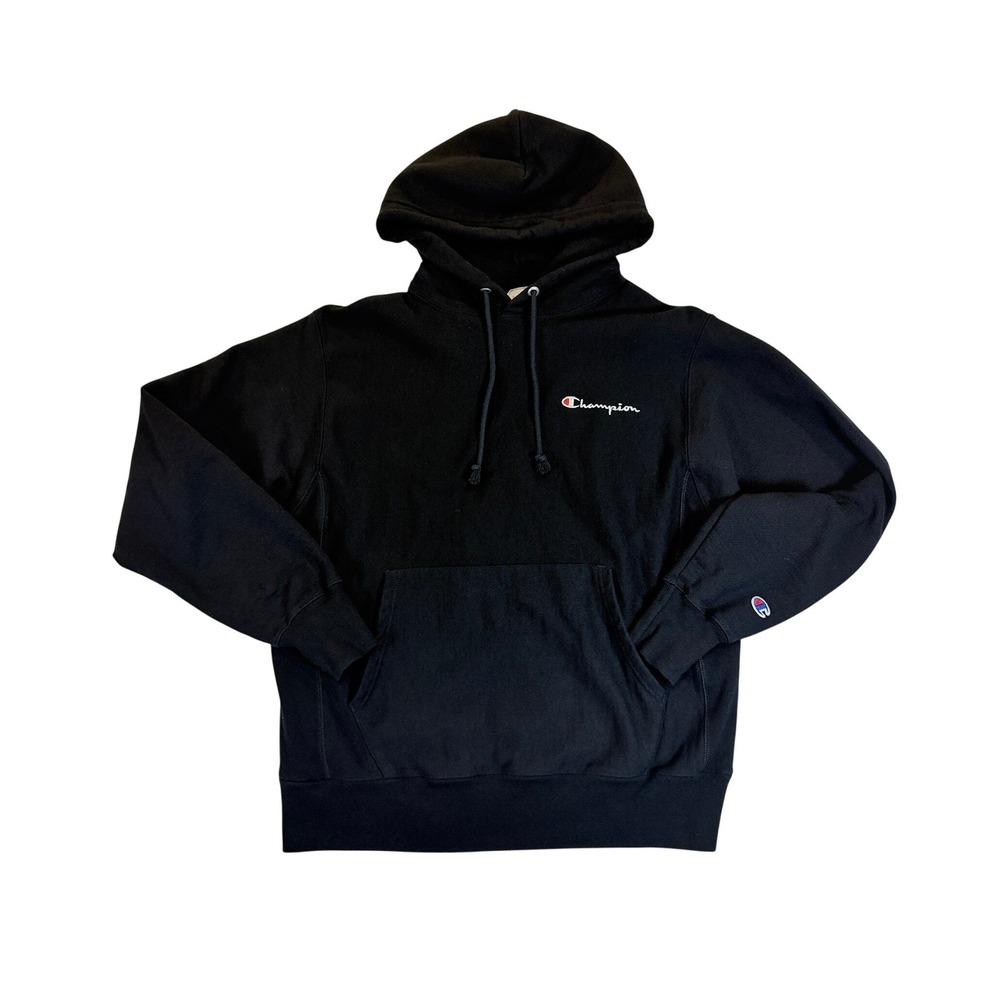 Champion Reverse Weave Hoodie Mens Medium Black GF68 Logo